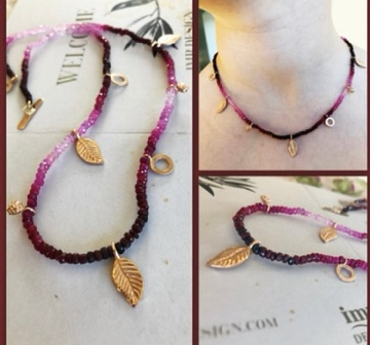 Sumptious ruby & rose gold necklace
